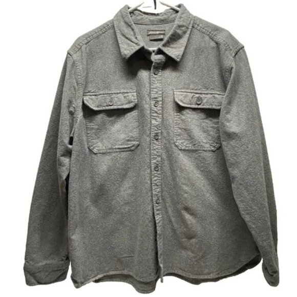 Eddie Bauer Men's Shirt Jacket XL Gray Chamois Flannel Heavyweight Shacket EUC - Picture 1 of 9